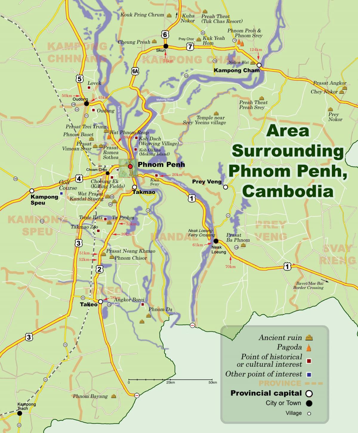 지도 프놈펜의 캄보디아